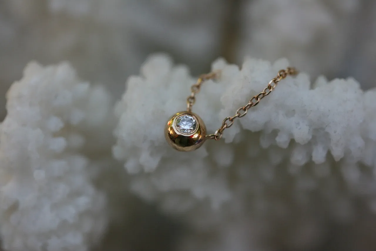 0.10 Ct. Diamond Solitaire Necklace, Hand Made Diamond Pendant, Diamond Bezel Necklace, Diamond Layering Necklace, Diamond Pendant