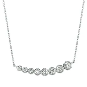 0.25 Carat Natural Diamond Bezel Necklace Pendant 14K White Gold G SI 18'' chain