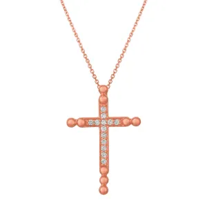 0.25 Carat Natural Diamond Cross Pendant Necklace 14K Rose Gold G SI 18'' chain