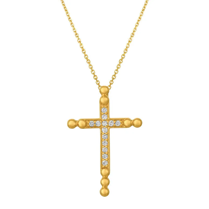 0.25 Carat Natural Diamond Cross Pendant Necklace 14K Rose Gold G SI 18'' chain