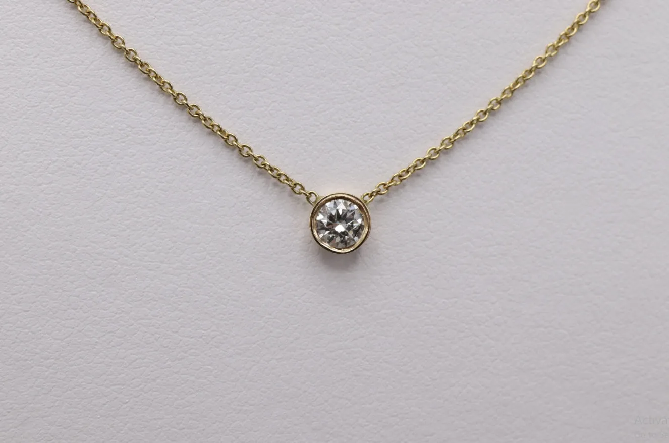 0.25cts-14k Yellow Gold Bezel Necklace With Diamond
