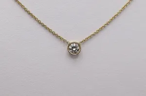 0.25cts-14k Yellow Gold Bezel Necklace With Diamond