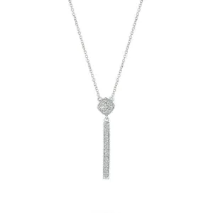 0.30 Carat Natural Diamond Bar Drop Necklace 14K White Gold G SI 18 inches chain