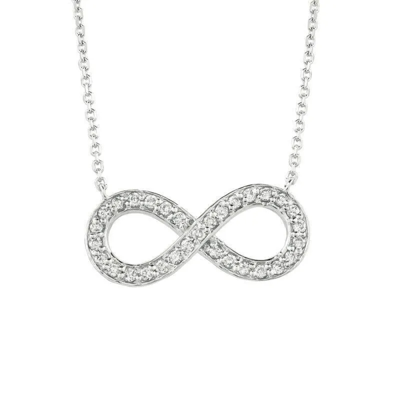0.40 Carat Natural Diamond Infinity Necklace 14K White Gold G SI 18 inches