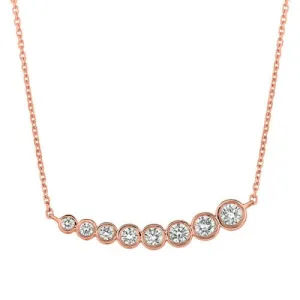 0.50 Carat Natural Diamond Bezel Necklace Pendant 14K Rose Gold G SI 18'' chain