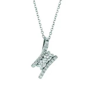 0.50 Carat Natural Diamond Two Stone Style Necklace 14K White Gold G SI