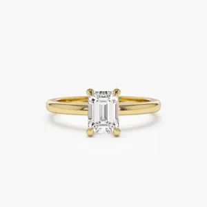 0.75 - 1.50 ctw 14k Four Prong Setting Emerald Cut Lab Grown Diamond Engagement Ring - Esther