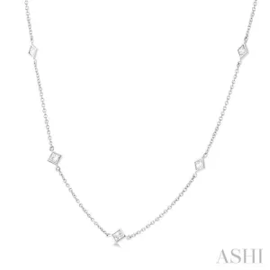 1 ctw Princess Cut Diamond Fashion Necklace in 14K White Gold