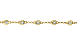 1.00 Carat Natural Diamond Bezel Bracelet G SI 14K Yellow Gold 14 stones 7 ''