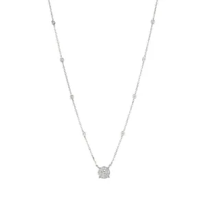 1.00 Carat Natural Diamond Necklace 14K White Gold 18'' chain