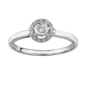 10K Brilliant White Gold (0.25ct) Canadian Diamond Halo Engagement Ring