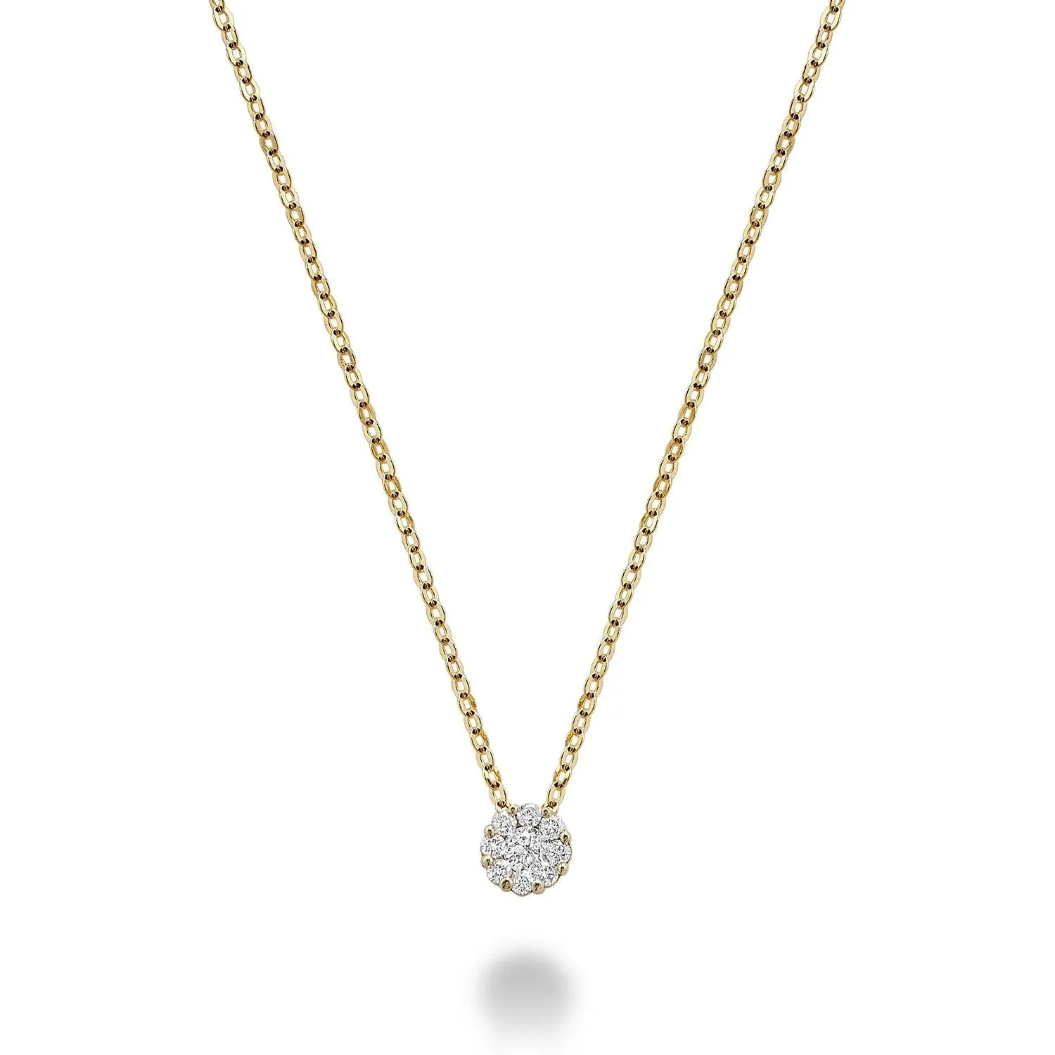 10K Gold (0.09ct) Diamond Cluster Necklace