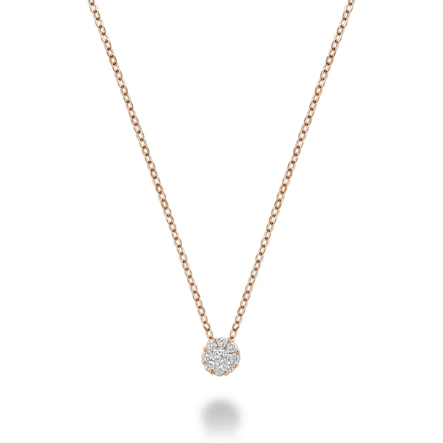 10K Gold (0.09ct) Diamond Cluster Necklace