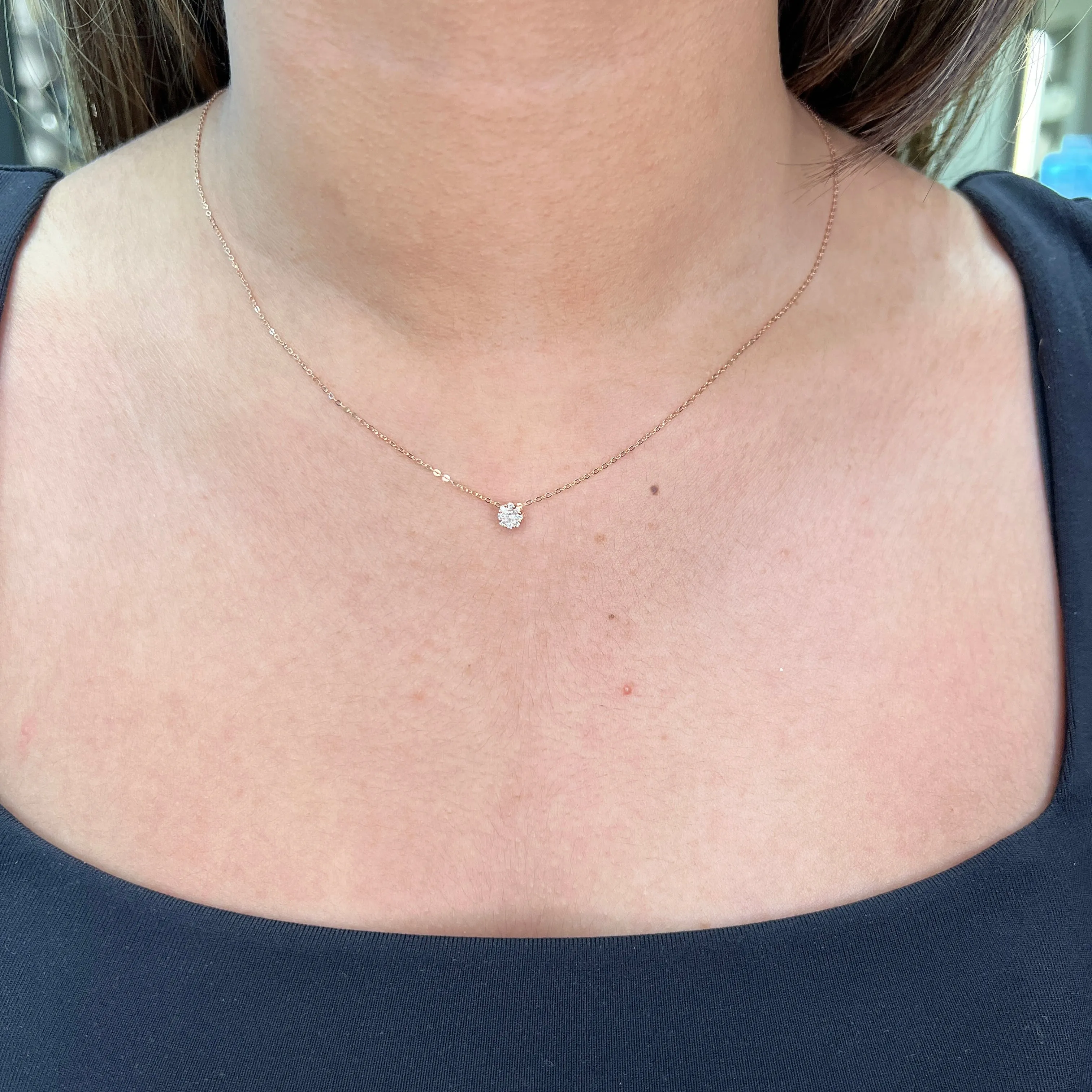 10K Gold (0.09ct) Diamond Cluster Necklace