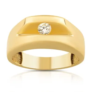 10k Yellow Gold Solitaire Tension Set Mens Diamond Ring 0.15 Ctw