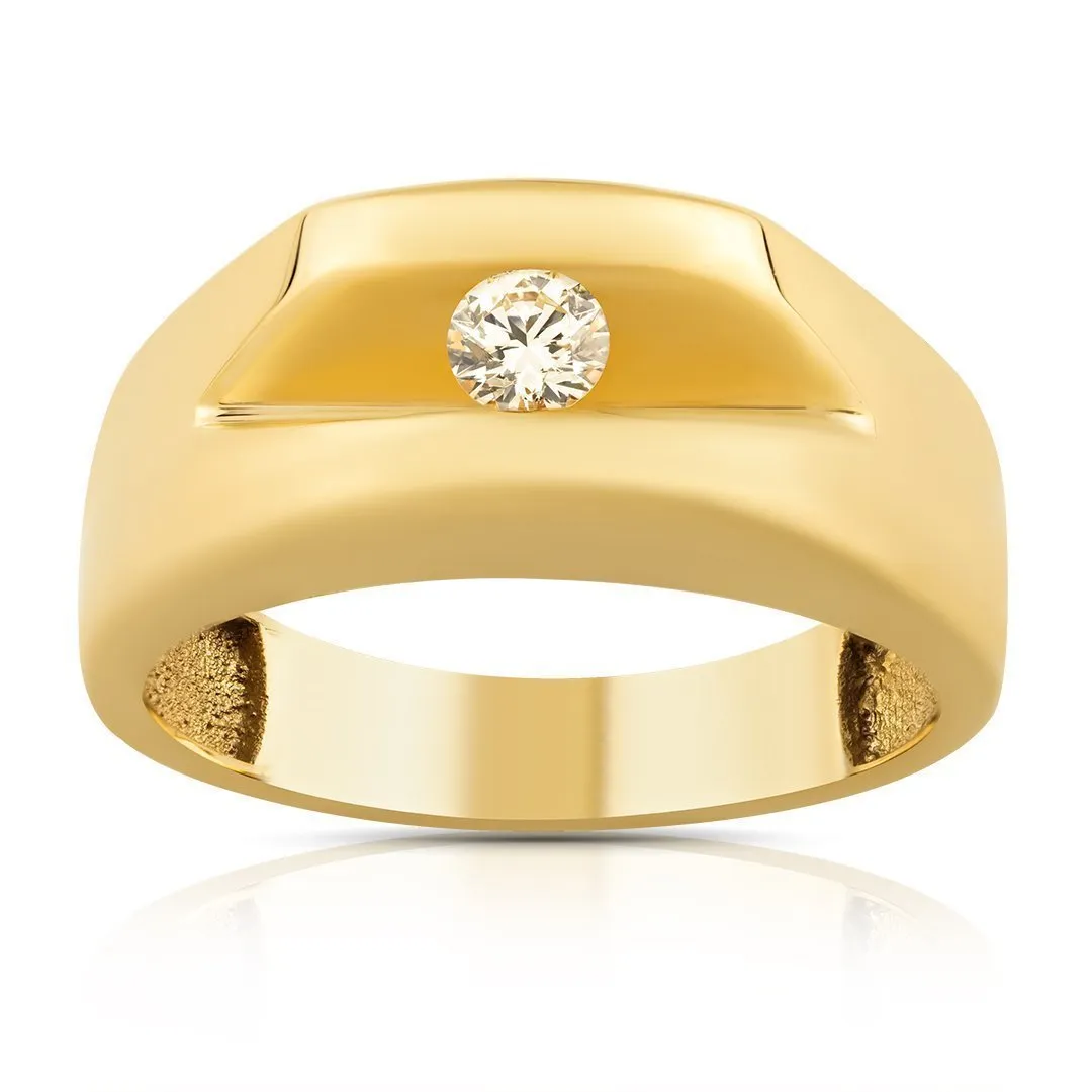 10k Yellow Gold Solitaire Tension Set Mens Diamond Ring 0.15 Ctw