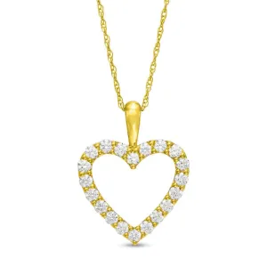 1/2 Cttw Diamond Heart Pendant Necklace in 10K Yellow Gold (0.50 Cttw, I-I2) Diamond Open Heart Necklace