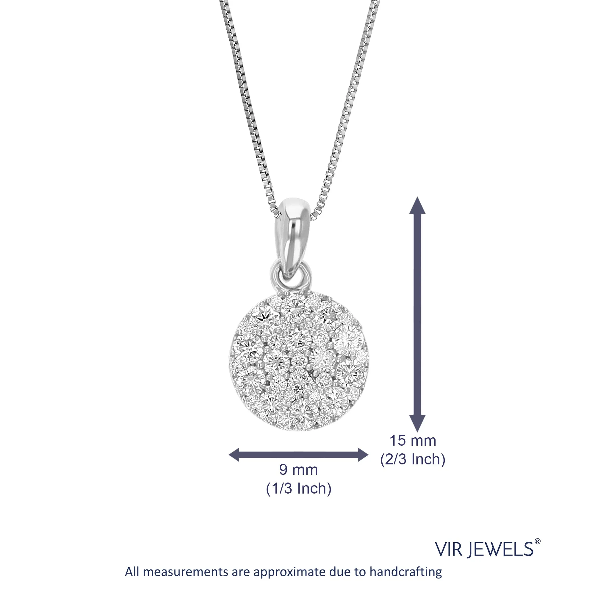 1/2 cttw Lab Grown Diamond Composite Pendant Necklaces in Silver