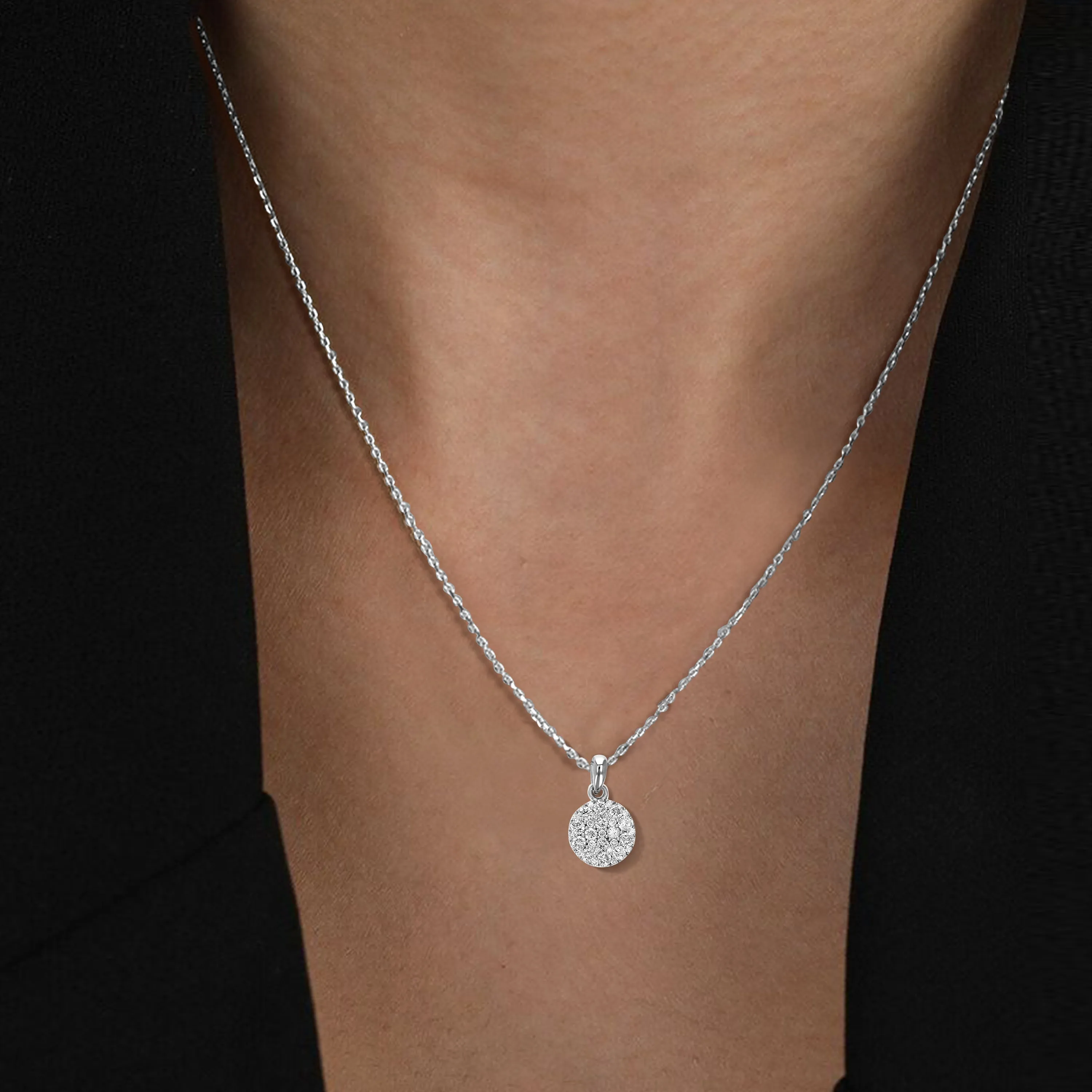 1/2 cttw Lab Grown Diamond Composite Pendant Necklaces in Silver