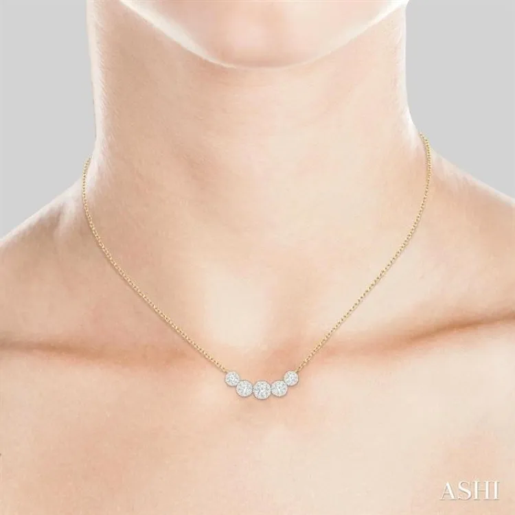 1/2 ctw Round Cut Diamond Lovebright Necklace in 14K Yellow and White Gold