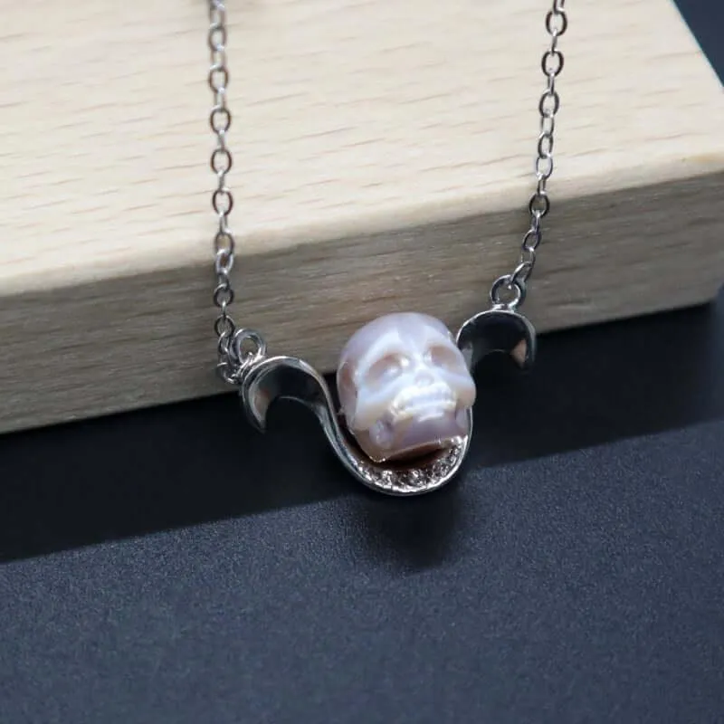12 Zodiac Signs The Aries Pearl Skull Necklace