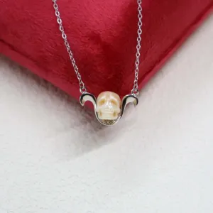12 Zodiac Signs The Aries Pearl Skull Necklace