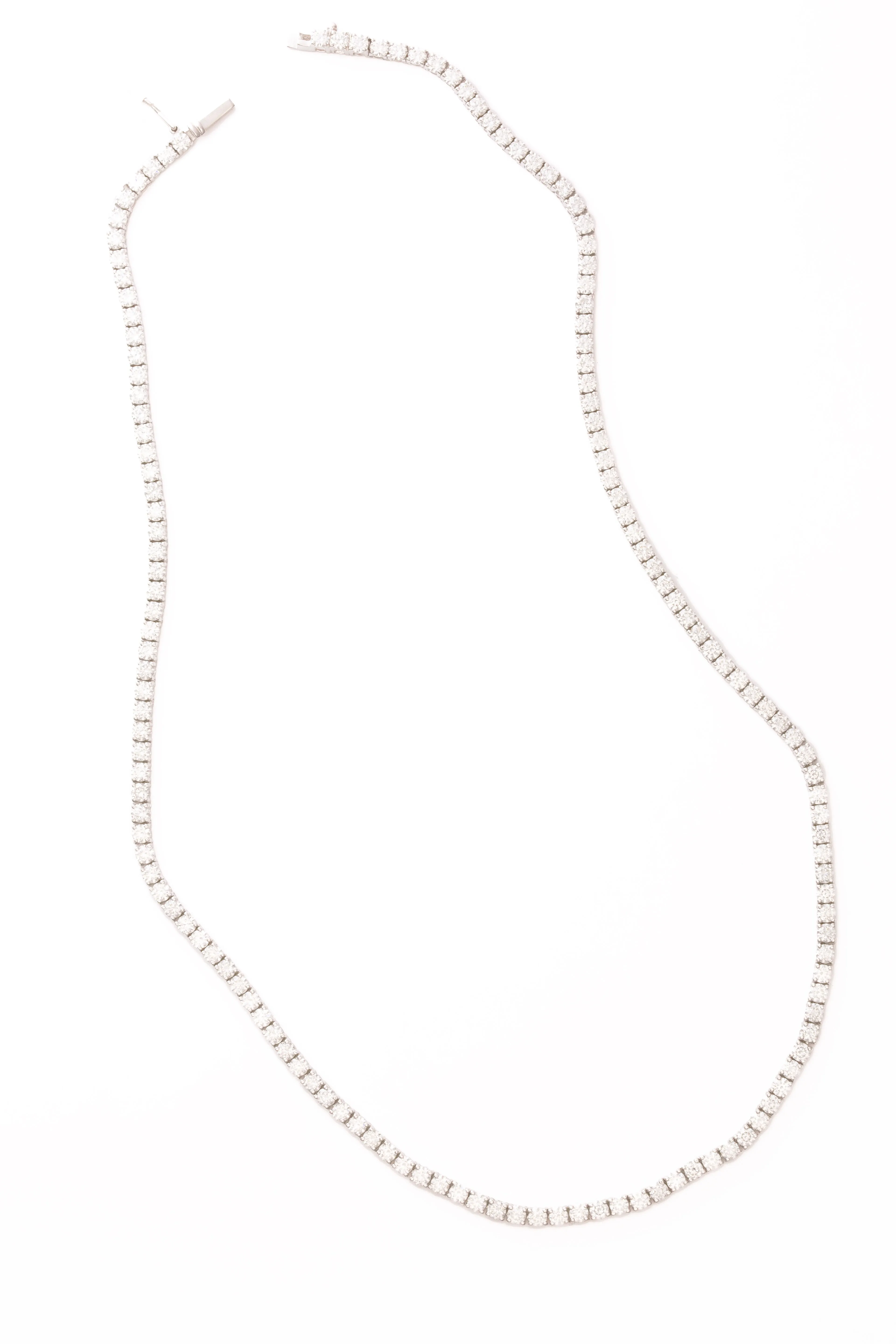 12.01ct 14k White Gold Diamond Tennis Necklace