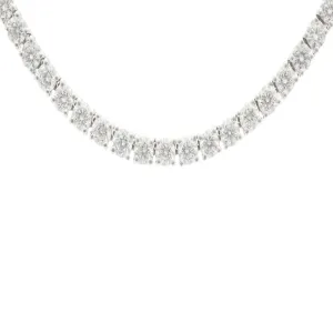 12.01ct 14k White Gold Diamond Tennis Necklace