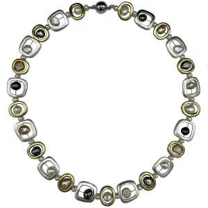 129-MIX-SHORT | MOD NECKLACE MIX METALS SHORT 18"
