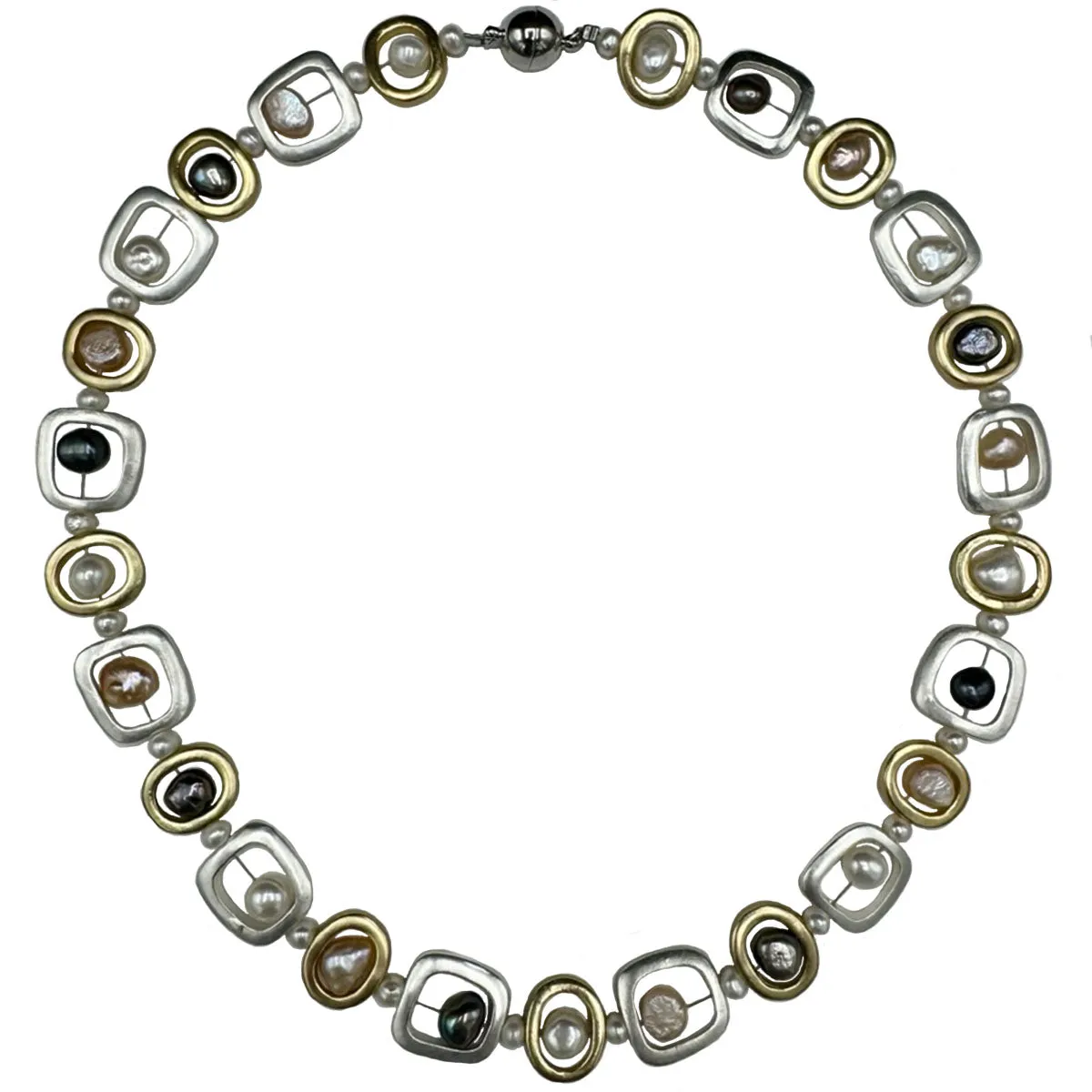 129-MIX-SHORT | MOD NECKLACE MIX METALS SHORT 18"