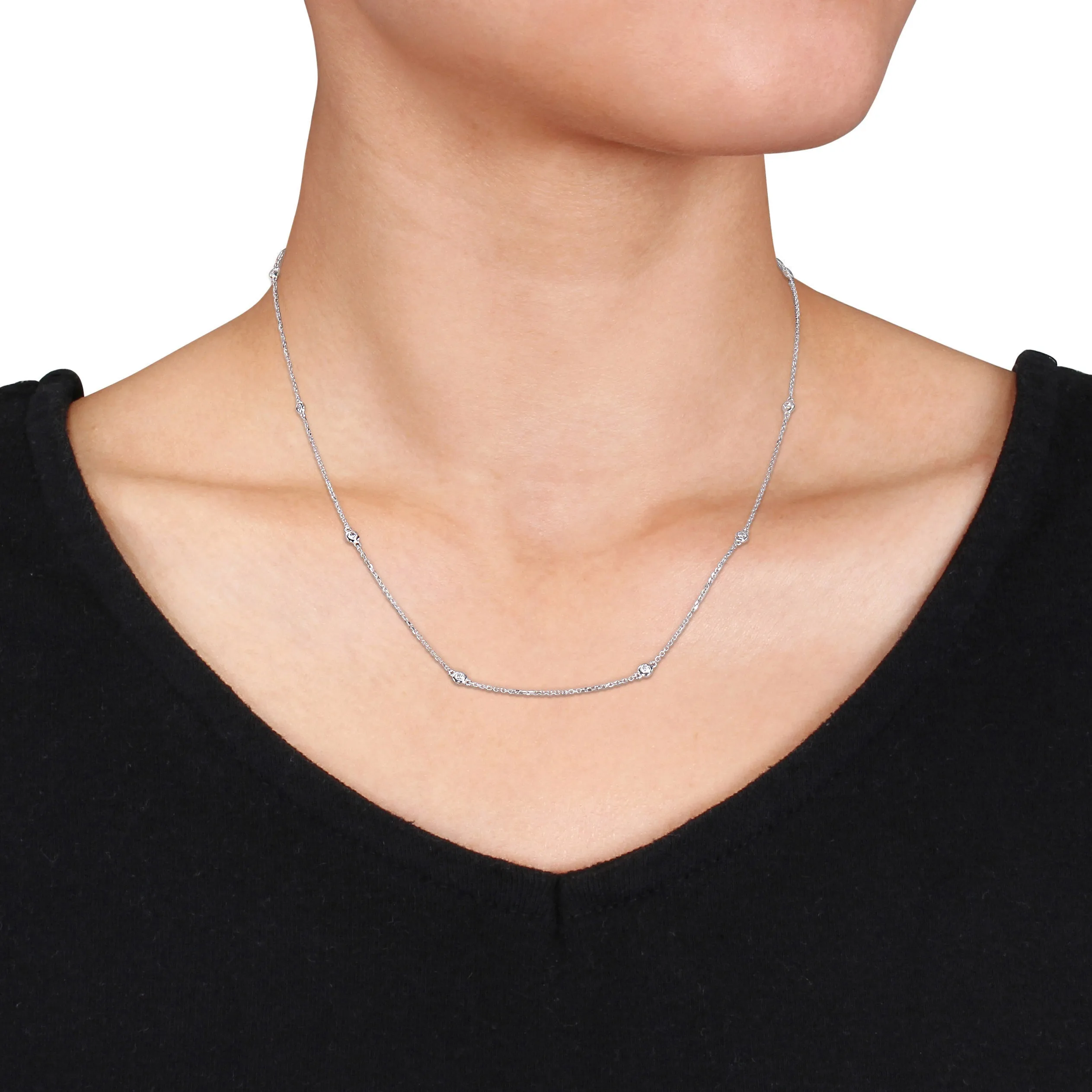 1/3 CT Diamond TW Necklace With Chain 14k White Gold GH SI Length (inches): 18