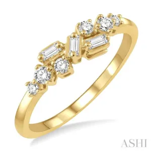 1/4 ctw Baguette and Round Cut Diamond Fashion Scatter Ring in 14K Yellow Gold