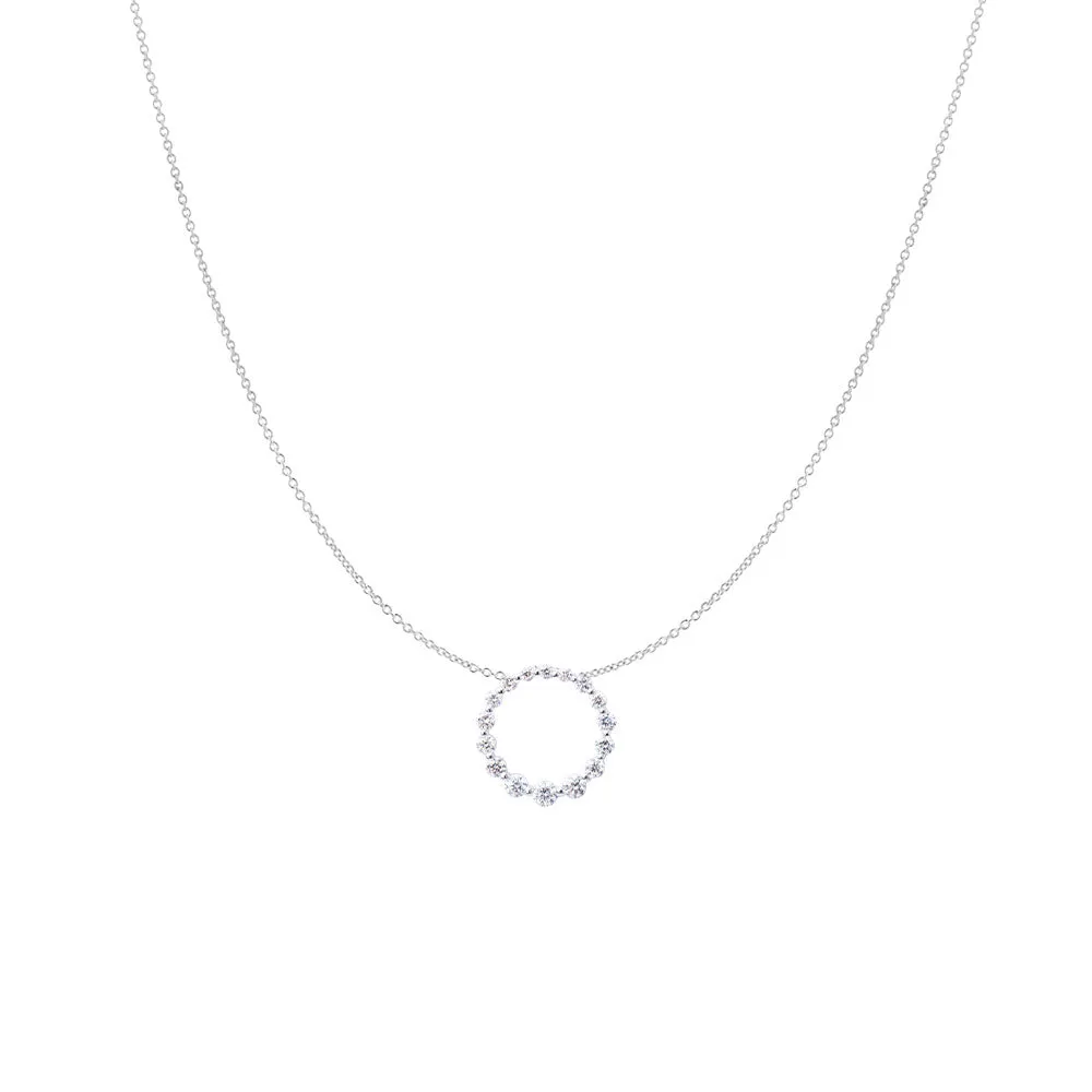 14 Karat White Gold Diamond Circle Pendant