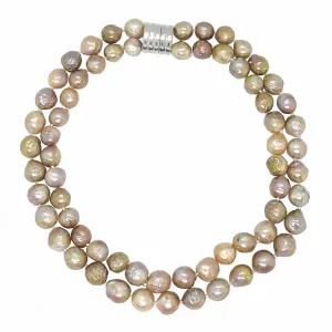 141-02-G-DBL | PINK EDISON PEARL DOUBLE STRAND (ON GOLD)