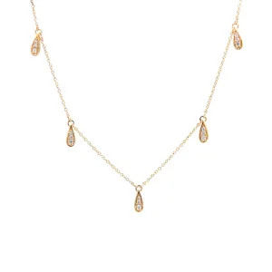 14K Diamond Droplet Necklace