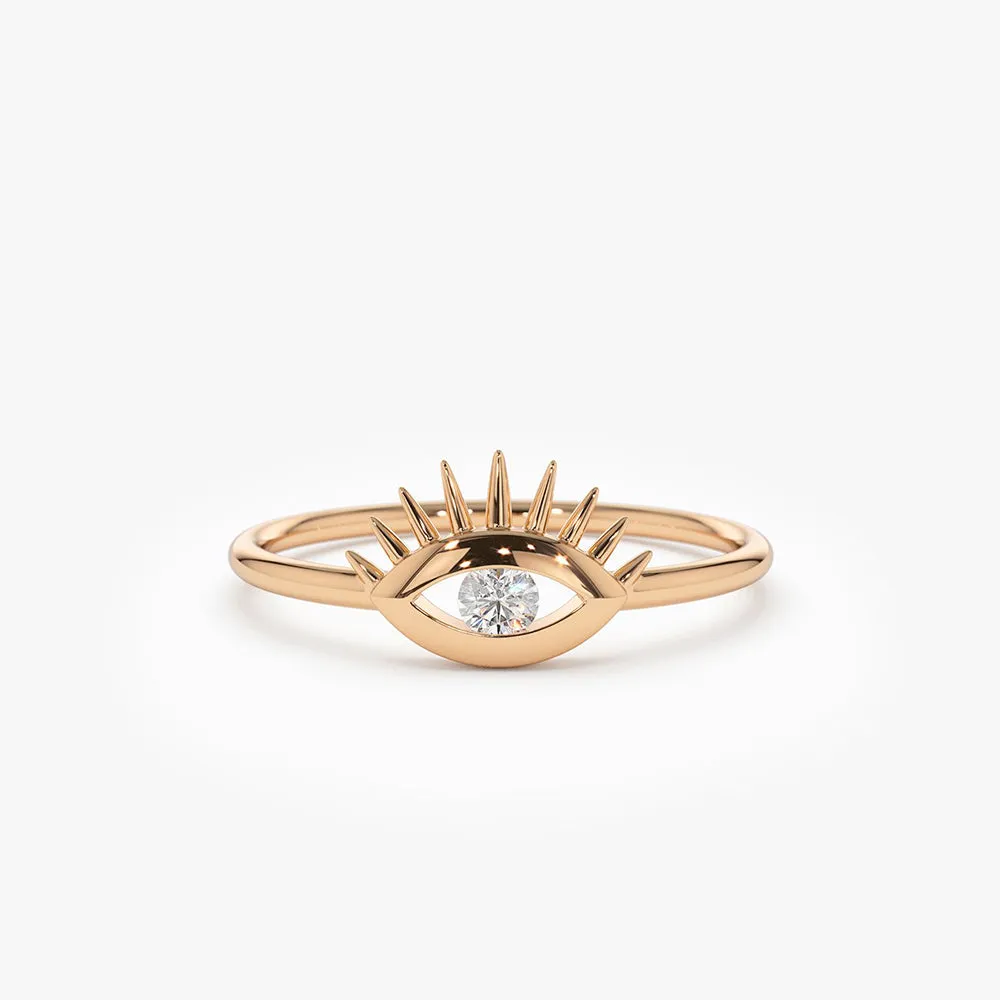 14k Diamond Evil Eye Ring