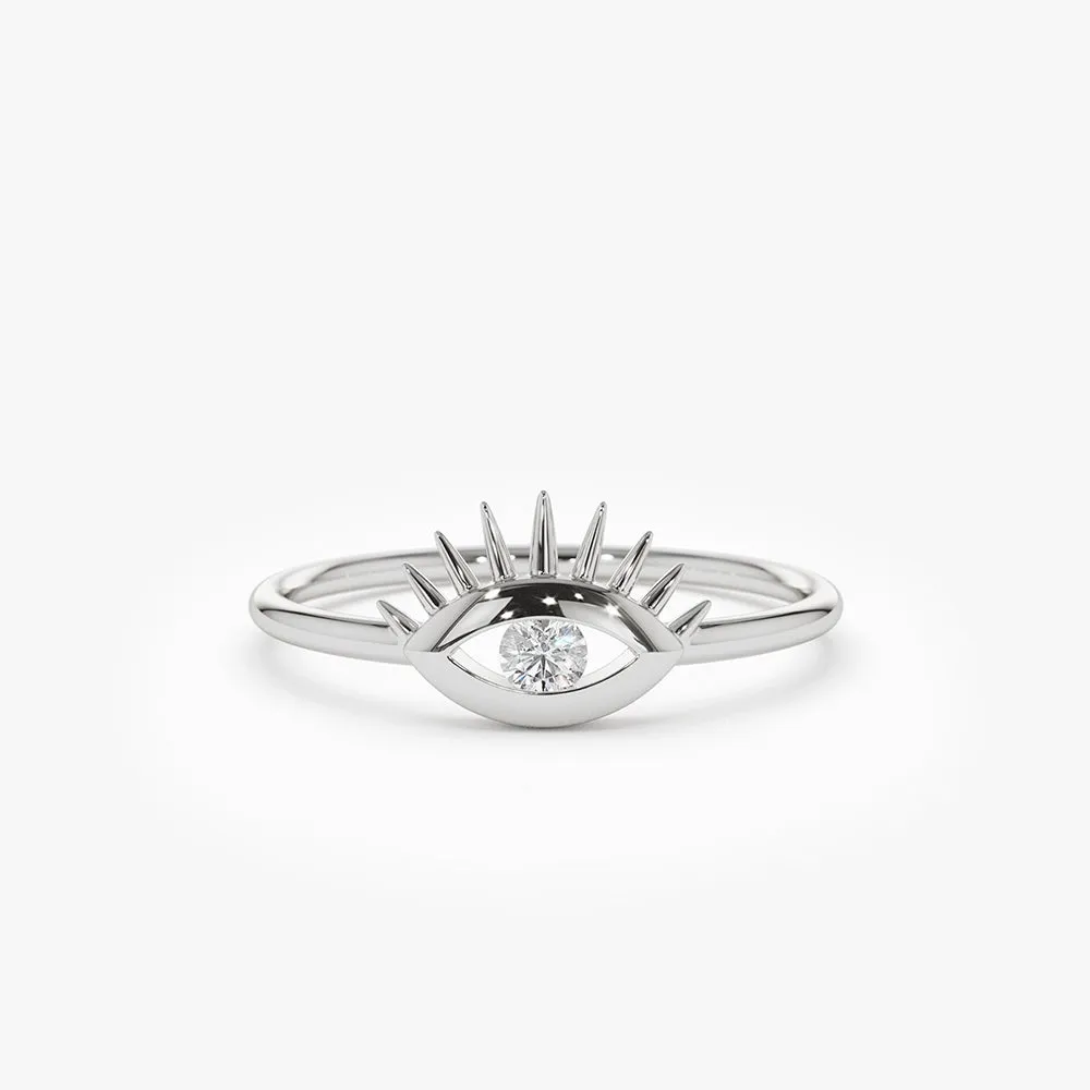 14k Diamond Evil Eye Ring