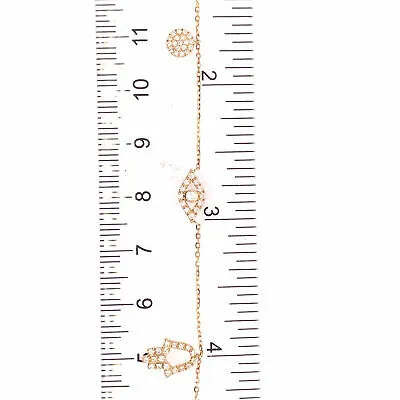 14K Diamond Eye, Circle, Hand Hamsa Necklace Yellow Gold