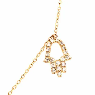 14K Diamond Eye, Circle, Hand Hamsa Necklace Yellow Gold