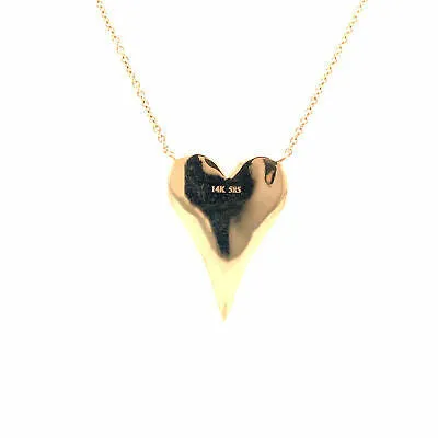 14K Diamond  Pave Heart Pendant Necklace Yellow Gold 0.38 ctw