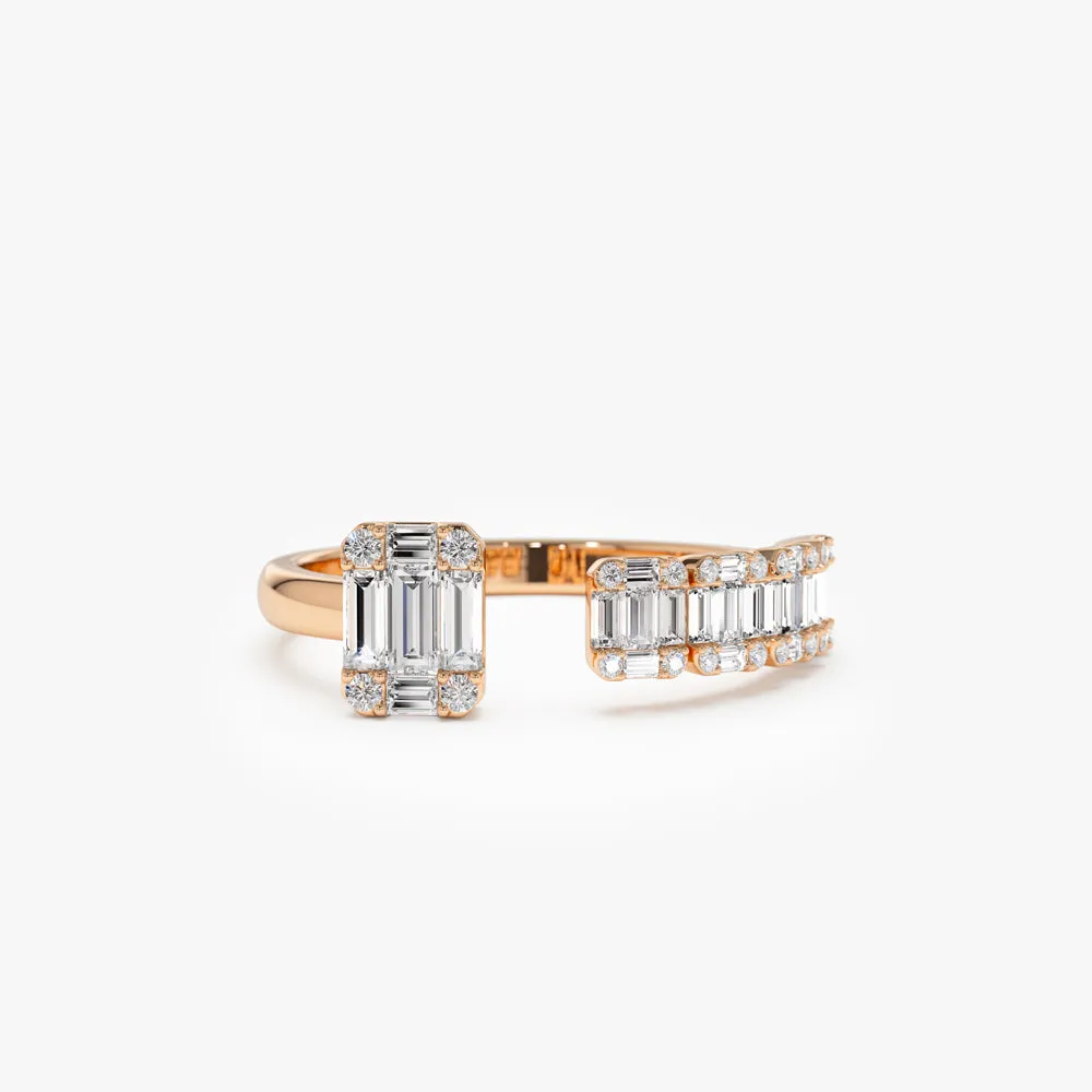 14k Floating Diamond Baguette Cut Diamond Ring