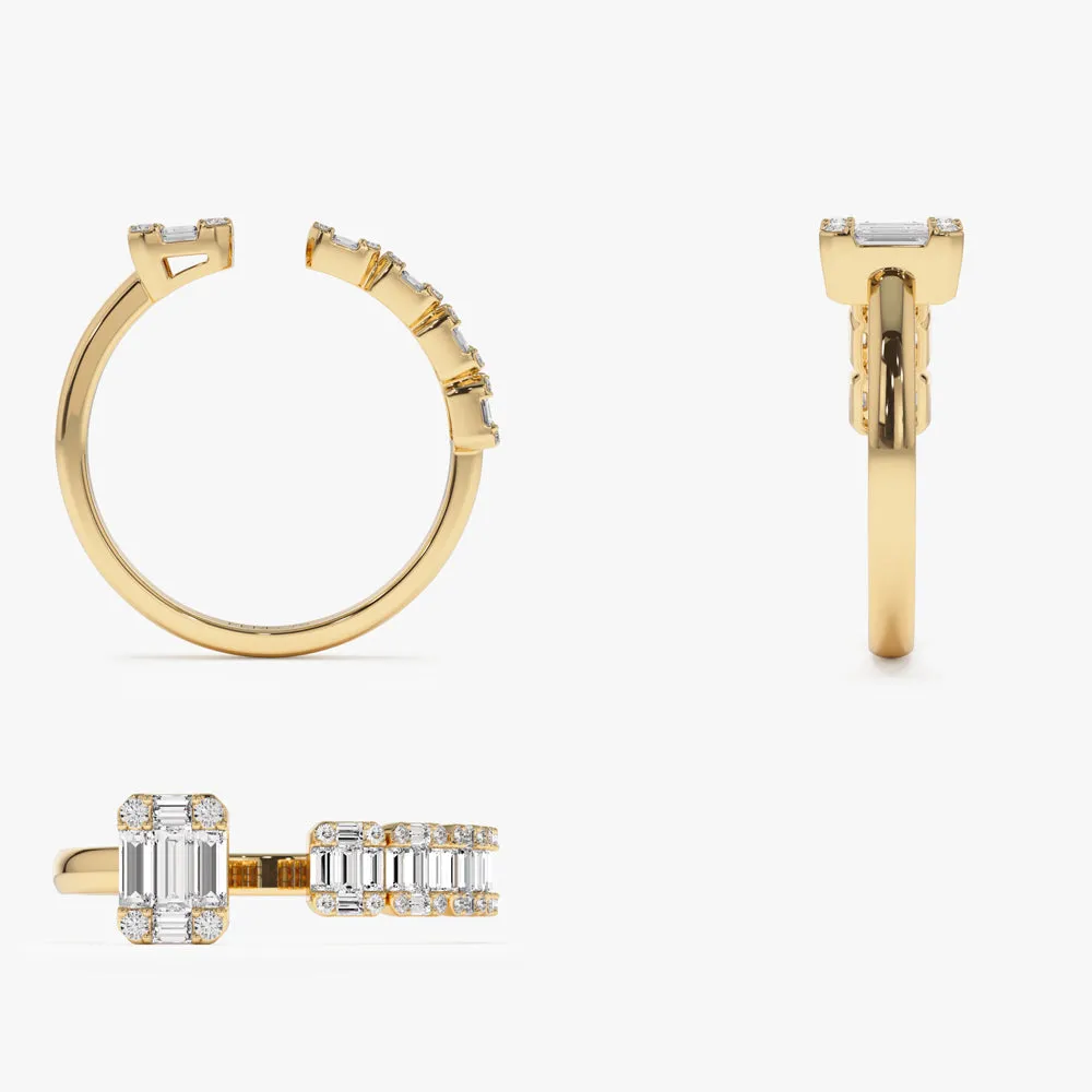 14k Floating Diamond Baguette Cut Diamond Ring