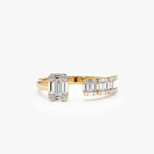14k Floating Diamond Baguette Cut Diamond Ring