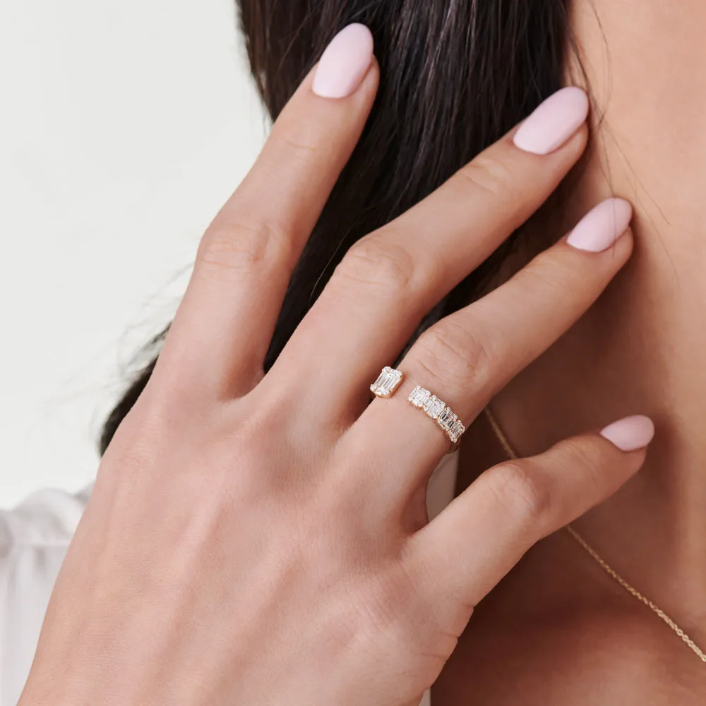 14k Floating Diamond Baguette Cut Diamond Ring