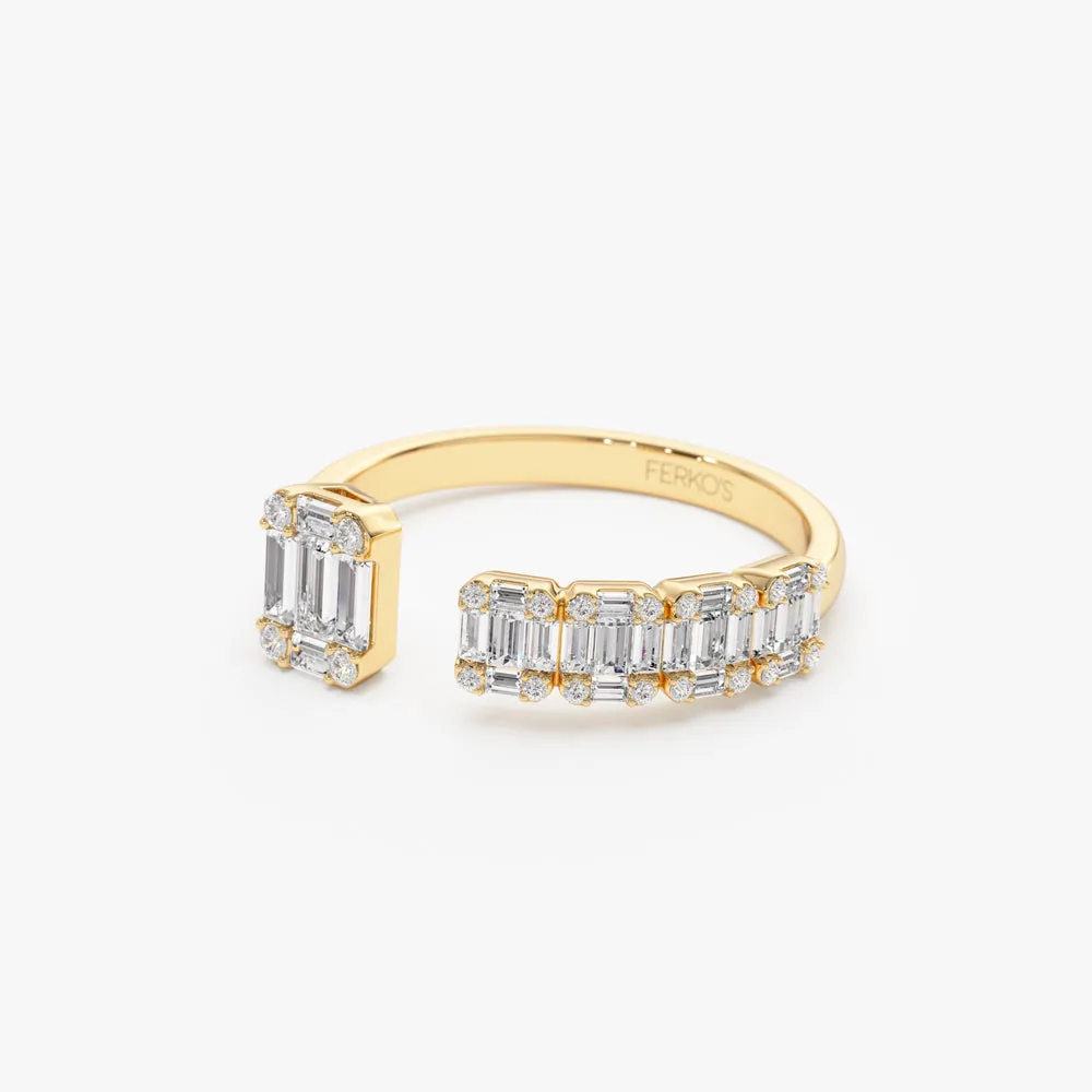 14k Floating Diamond Baguette Cut Diamond Ring