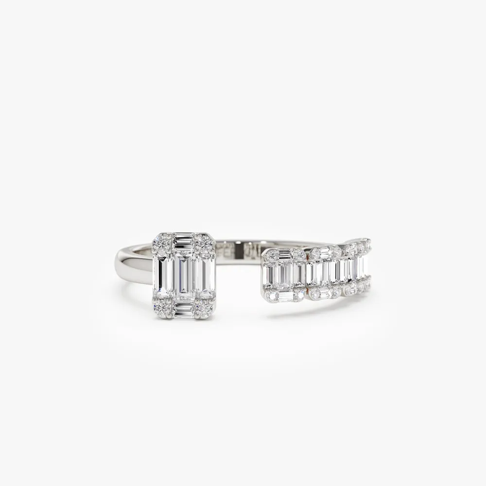 14k Floating Diamond Baguette Cut Diamond Ring