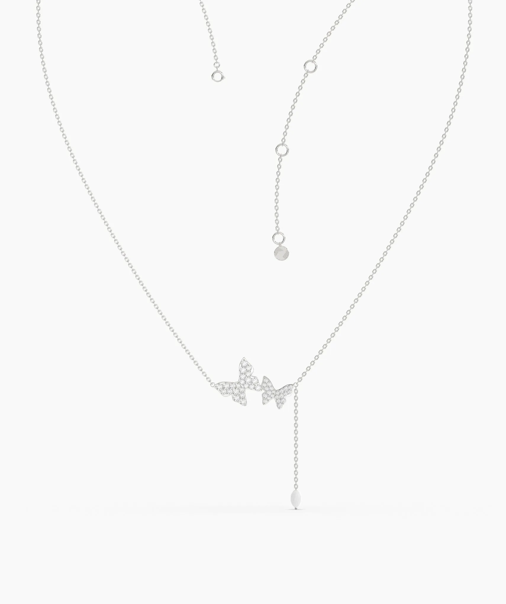 14K Gold Butterfly Lariat Necklace
