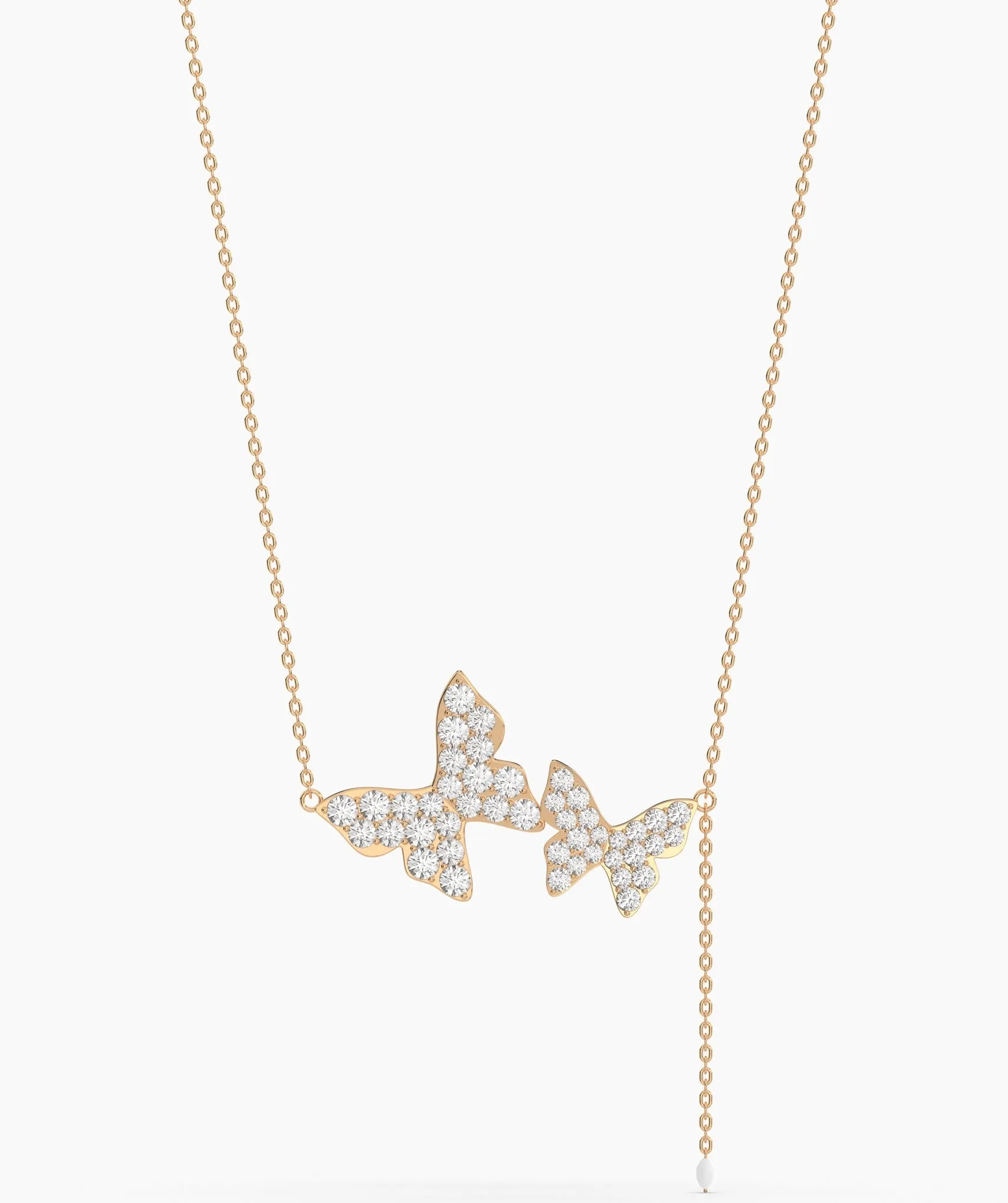14K Gold Butterfly Lariat Necklace