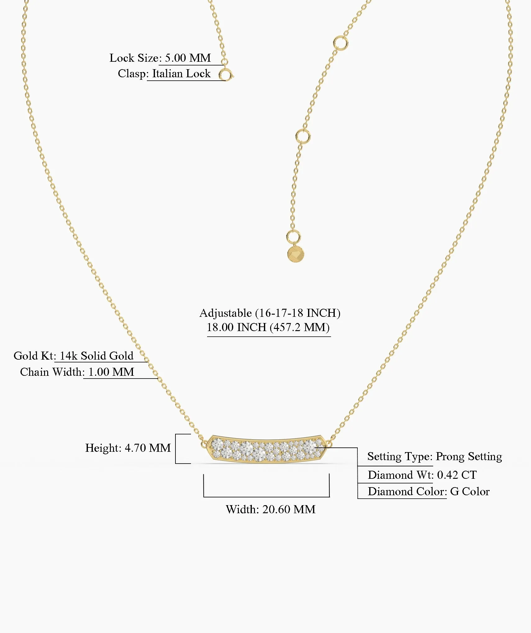 14K Gold Diamond Bar Necklace