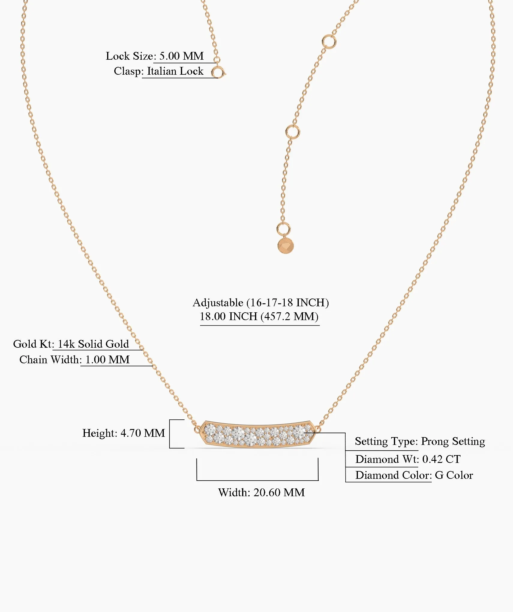 14K Gold Diamond Bar Necklace